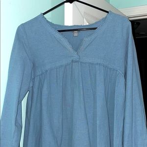 blue long sleeve blouse